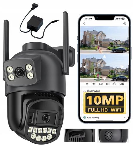 PODWÓJNA KAMERA ZEWNĘTRZNA FHD 2X5MP ZOOM OBROTOWA IP WIFI ALARM DETEKCJA na Arena.pl