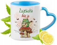 Dla Alicji Kubek Błękitny Z Uszkiem W Kształcie Serca Na Prezent Na Kawę