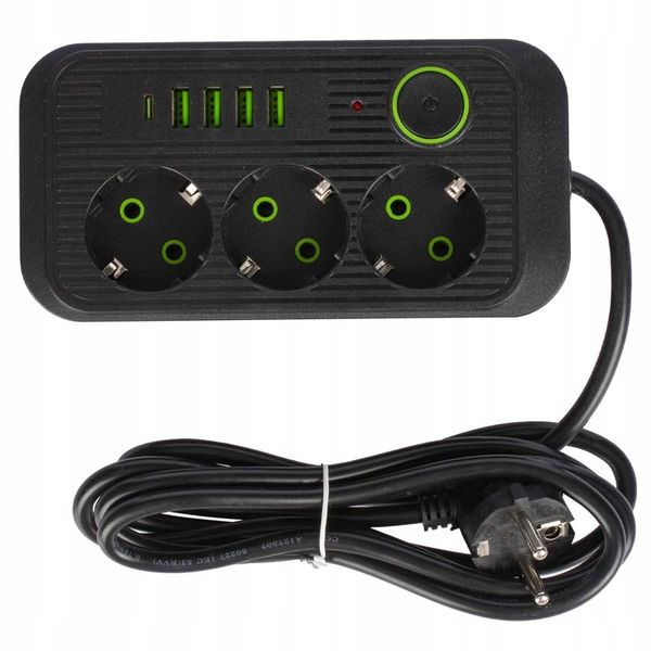 PRZEDŁUŻACZ listwa 2m 3 gniazda + 5x USB zdjęcie 2