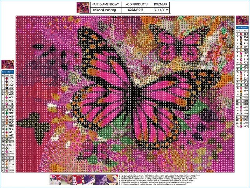 Haft Diamentowy, Obraz, Mozaika Diamentowa Diamond Painting, MOTYLE W ...