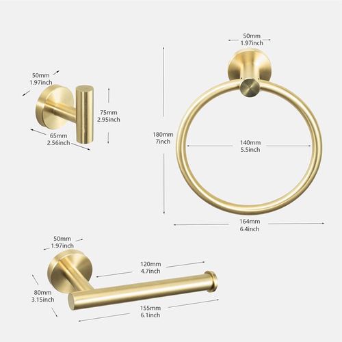 Zestaw łazienkowy wieszak haczyk uchwyt złoty 3szt na Arena.pl