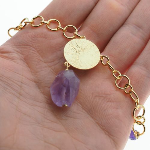 Naszyjnik długi - Ametyst i srebro złocone na Arena.pl