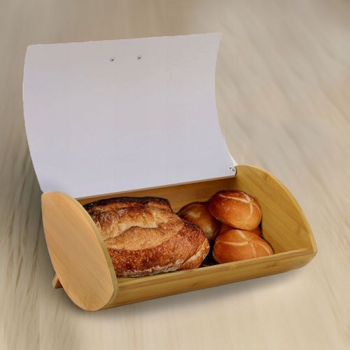 Chlebak pojemnik na pieczywo na chleb bułki stalowy bambusowy biały na Arena.pl