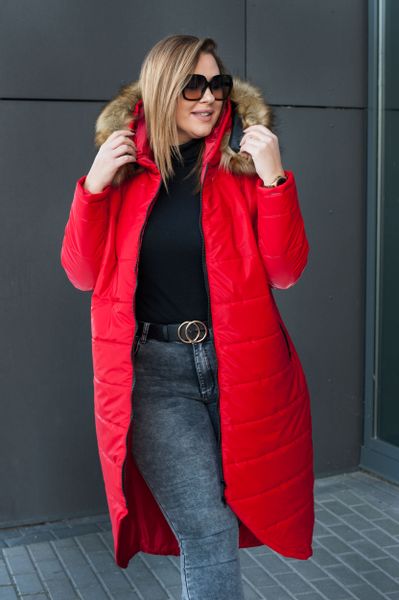 Zjawiskowa czerwona kurtka, idealna na zimę Kz-01, z kapturem Rozmiar - XL na Arena.pl