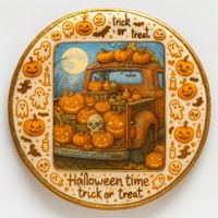 CIASTKO LUKROWANE GHOST NIGHT CAR ROZ.XL KOŁO HALLOWEEN RĘCZNIE ROBIONE