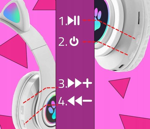 SŁUCHAWKI BEZPRZEWODOWE B39 Z USZAMI BLUETOOTH RGB KOCIE USZY DLA na Arena.pl