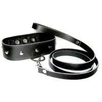 sportsheets leather collar & leash zestaw skorzany z miękką wyściołką