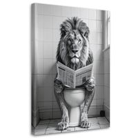 Obraz do łazienki wc, Humorystyczny lew czytający gazetę