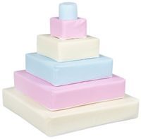 Zestaw 6 klocków piankowych Piramida biały, różowy (pastel), niebieski