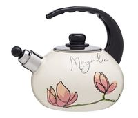 Czajnik emaliowany FIORELLO 2,2 l kwiaty magnolii INDUKCJA napis Magnolia kremowy różowe kwiaty
