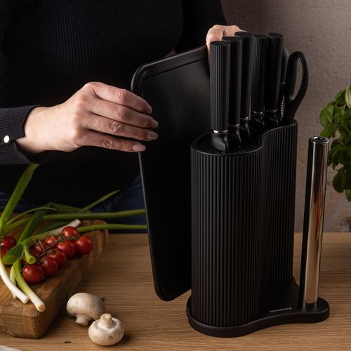 zestaw noży w stojaku z deską i chwytem na ręcznik klausberg kb-7977 na Arena.pl