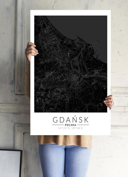 Gdańsk mapa czarna - plakat 29,7x42 cm zdjęcie 2