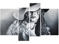 130CM 85 OBRAZ 4 ELEM SZARA DAMA ŚCIENNY