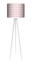 Lampa podłogowa - trójnóg drewniana duża - Różowe kwiatki