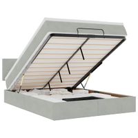 Rama łóżka otomana z materacem, szara, 140x200 cm, aksamit