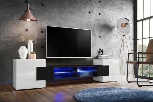 Pan Igiełka Szafka RTV LED RGB Pilot Połysk Mat Czarny Biały Dąb Wotan Loft na Arena.pl