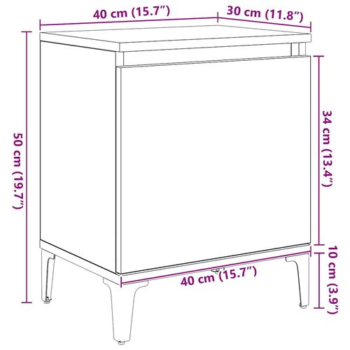 Szafka Nocna Czarny dąb 40 x 30 x 50 cm Materiał drewnopochodny na Arena.pl