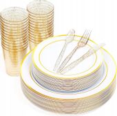 Plastikowe talerze kubki sztućce zestaw 150 szt/25 osób komunia slub piknik