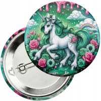 Przypinka z agrafką 59mm - JEDNOROŻEC UNICORN KOŃ