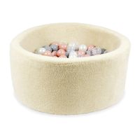 Suchy basen 90x40 Teddy beżowy z piłeczkami 300 szt.(przezroczyste, perłowe, szare, różowozłote)