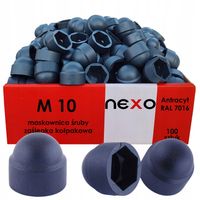 MASKOWNICA ŚRUBY ZAŚLEPKA M10 ANTRACYT 100 SZT KOŁPAK NAKŁADKA NA KLUCZ 17