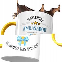 Kubek Żółty Dla Ambasadora Najlepszy Ambasador Z Nadrukiem Ze Zdjęciem