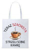 Torba Biała Eco Shopper Dla Szachisty Prezent Z Nadrukiem Ze Zdjęciem