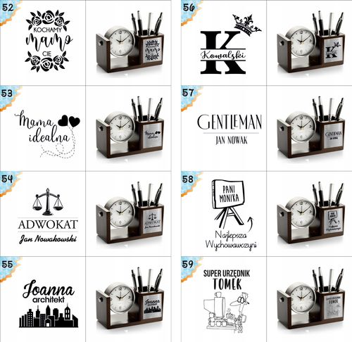 Nowoczesny przybornik z zegarem z Twoim tekstem imieniem DLA KSIĘGOWEJ na Arena.pl