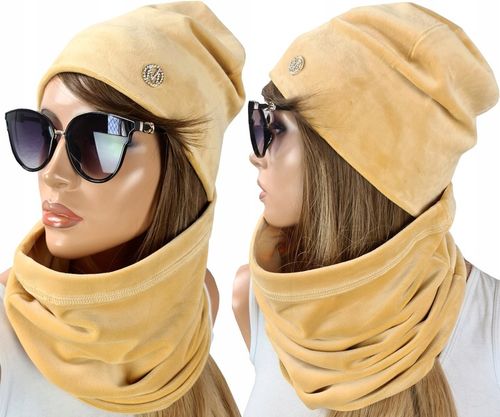 CIEPŁY KOMPLET CZAPKA + KOMIN damski szal - KOLORY na Arena.pl