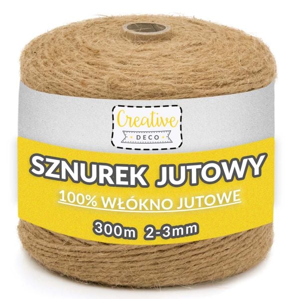 Sznurek jutowy ozdobny do pakowania 3mm 300m zdjęcie 1
