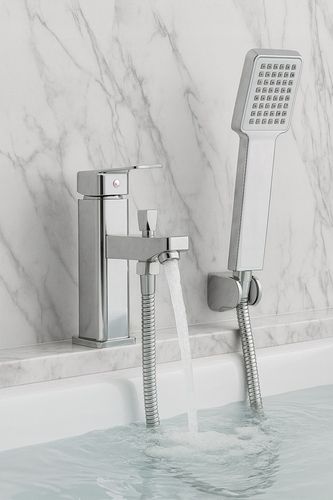Bateria wannowa stojąca jednootworowa z prysznicem i wężem chrom na Arena.pl