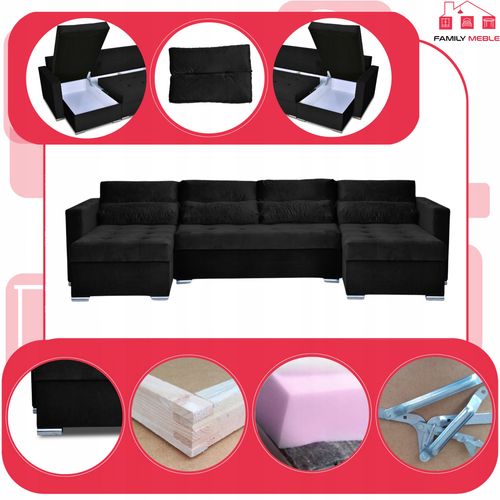 Narożnik Varius BIG rozkładany f spania pojemniki Family meble grafitowy na Arena.pl