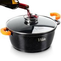 Garnek Granitowy z Pokrywką do Gotowania Duszenia Pieczenia 28 cm 5,8L