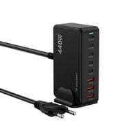 Stacja ładująca biurkowa 3x USB-A 5x USB-C GaN QC3 440W - czarna