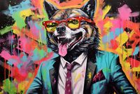 Plakat 90x60 motywacyjny wilk z wall street abstrakcja pop art popart