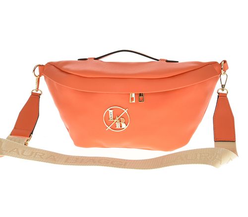 Laura Biaggi - modna torebka nerka saszetka maxi pomarańczowy mat JS182 na Arena.pl