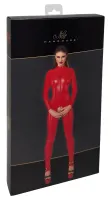 noir powerwetlook jumpsuit czerwony m z długim zamkiem i stojką