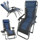 Leżak ogrodowy plażowy grawitacyjny miękki z poduszką i mini stolikiem