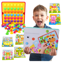 UKŁADANKA EDUKACYJNA PLANSZA GUZIKOWA GRA DLA DZIECI KREATYWNA MOZAIKA