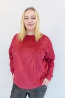 Bordowa Brokatowa Bluza Damska Welurowa L