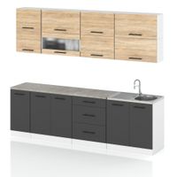 Meble Kuchenne Nowoczesne Robo Lux 2.6m Zestaw Modułowy Sonoma Szary Mat