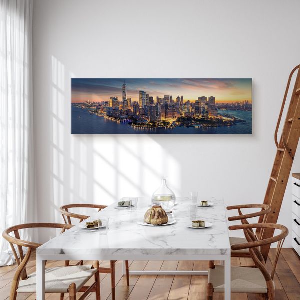 Obraz Na Płótnie Canvas Do Biura MANHATTAN NY Panorama 145cm x 45cm zdjęcie 6