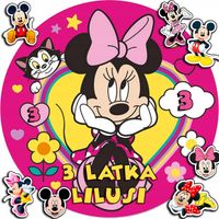 OPŁATEK NA TORT 20CM - MYSZKA MIKI MINI MICKEY + IMIĘ + GRATIS! 15CM 18CM