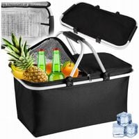 KOSZ KOSZYK PIKNIKOWY SKŁADANY TERMICZNY TURYSTYCZNY NA ZAKUPY CZARNY