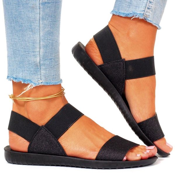 SANDAŁY DAMSKIE SPORTOWE NA GUMIE CZARNE NA LATO zdjęcie 1