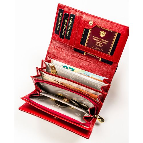 lakierowany, czerwony portfel damski zamykany na zatrzask - peterson na Arena.pl