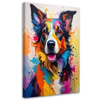 Obraz do pokoju nastolatka dziecka, Kolorowy pies imitacja farby