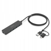 Hub USB 3.0/Koncentrator DIGITUS 4-portowy SlimLine USB A + adapter USB-C
