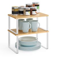 Półki kuchenne bambus białe metalowe zestaw 2 szt. do spiżarni