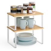 Półki kuchenne bambus białe metalowe zestaw 2 szt. do spiżarni
